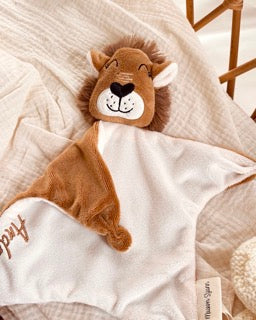 Doudou Plat Simon - Doudou Lion personnalisable - Minky Camel