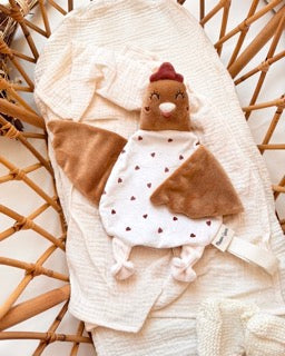 Colette la Poulette  - Doudou Poule personnalisable -  Minky Camel