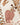 Doudou cerf personnalisé en forme de feuille, en minky praline et vichy peche